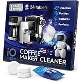 iO CLEAN Coffee Maker Cleaner &amp; Coffee Machine Descaler Tablets | 24 Count | Universal Coffee Pot Cleaner and Descaler Solution &ndash; Compatible with Keurig, Nespresso, Ninja, Breville, DeLonghi