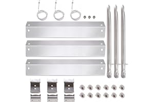 Criditpid Grill Replacement Parts for Chargriller 5050, 5650, 3001, 3030, 5072, 3008, 4000, 5252, 5050 Grill Models, Stainless Steel Heat Plates, Burner Tubes, Hanger Brackets, Electronic Ignitor.