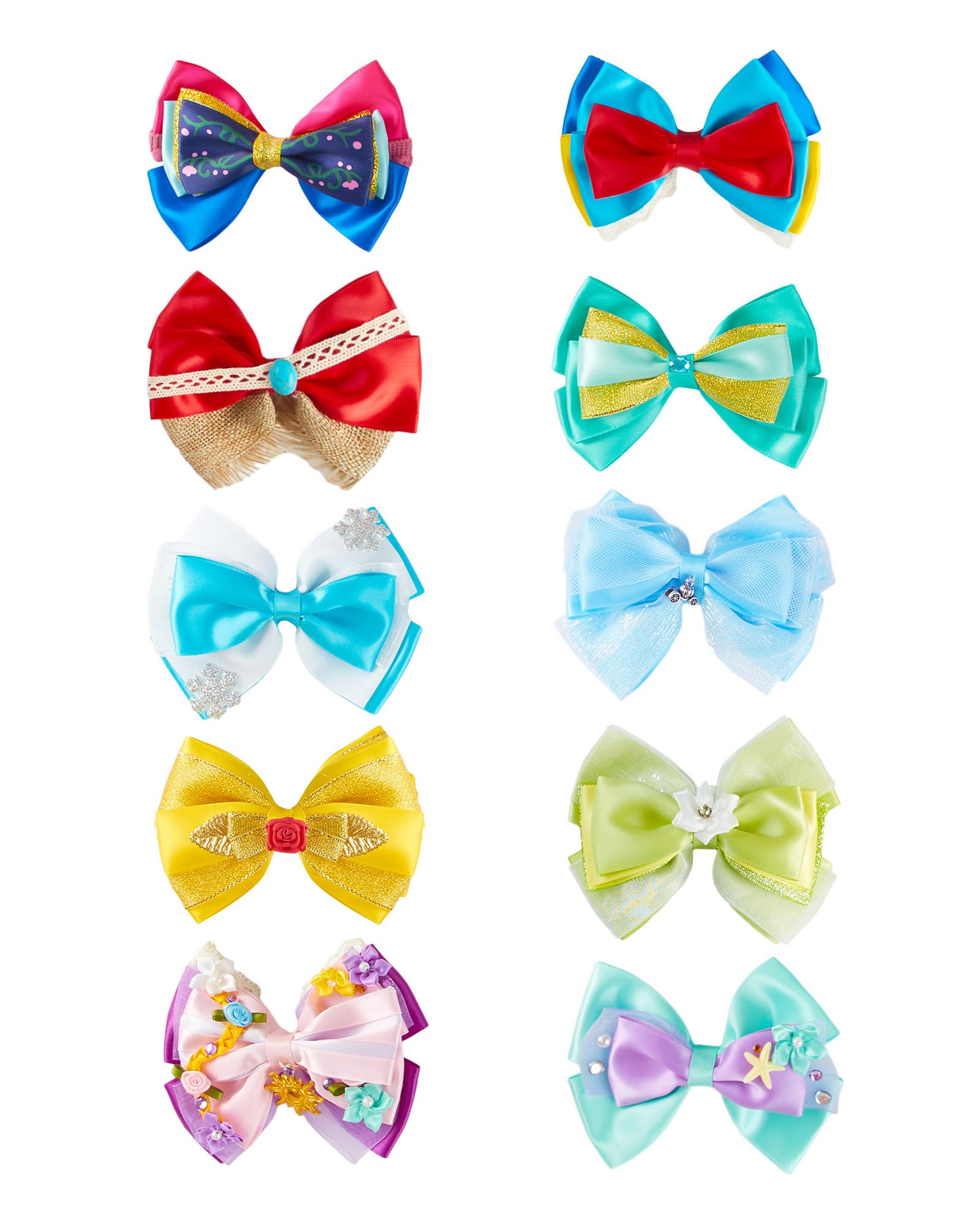 Photo 1 of 10pcs Girls Princess Hair Clips Hair Bow Women Dress Up Accessories Halloween Christmas Costume Party Gift
