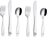 EXZACT Children Cutlery 6Pcs Stainless 18/10 Safari Giraffe Lion Kids