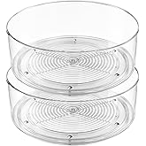 Slow Slog Lazy Susan Organizer, 2pcs 360 Degree Rotating Turntable Organizer, Round Plastic Clear Lazy Susan Turntable Food S