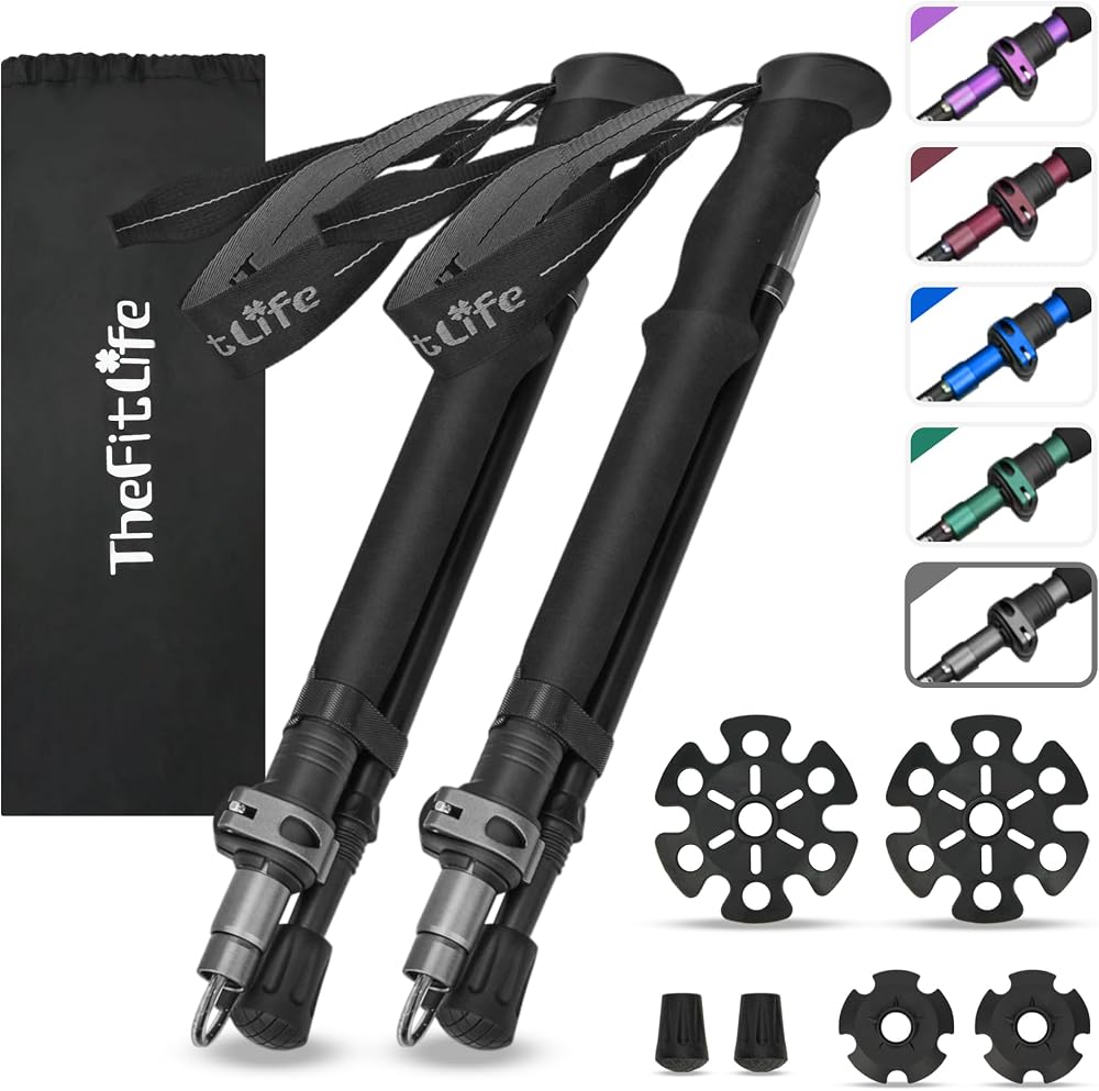TheFitLife Collapsible Trekking Poles Lightweight Folding Walking Sticks
