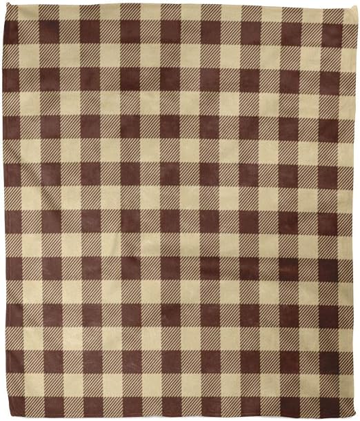Amazon Com Emvency Flannel Throw Blanket Autumn Buffalo Check Plaid Pattern Printing Brown Checked Pattern Checkered 50x60 Inch Lightweight Cozy Plush Fluffy Warm Fuzzy Soft Home Kitchen