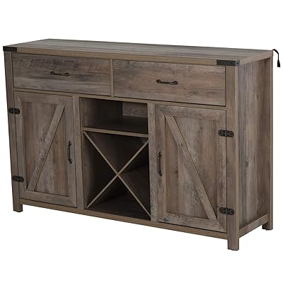 HOMCOM Wooden Retro Farmhouse Sideboard Buffet Cabinet with Drawers