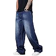 DFGIGT Mens Wide Leg Baggy Jeans Y2k Casual Fashion Loose Denim Pants Work Office Streetwear