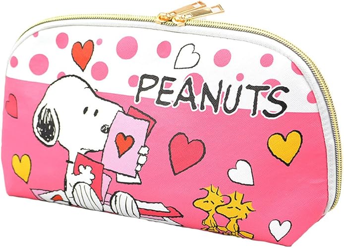 Amazon シェル型puポーチ 大きめポーチ シェル型 ラウンド型 Pu 合成皮革 ダブルファスナー ディズニープリンセス アリエル ラプンツェル ベル スヌーピー Shell Pouch シェル型ポーチ 29x16 5x7cm スヌーピー ピンクハート シメファブリック ポーチ