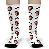 Bleu Reign Upload Your Face Custom Bow Tie Socks – Personalized Photo Socks with Funny Tuxedo Design – Gag Gift for Weddings, Birthdays, Bachelor Party, Christmas