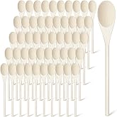 Eaasty 50 Pcs 9.8 Inch Wooden Spoons Bulk for Cooking Handle Long Wooden Spoons Stirring Spoons Oval Wood Mixing Spoons for Baking Mixing Serving Stirring Cooking Tasting Crafts