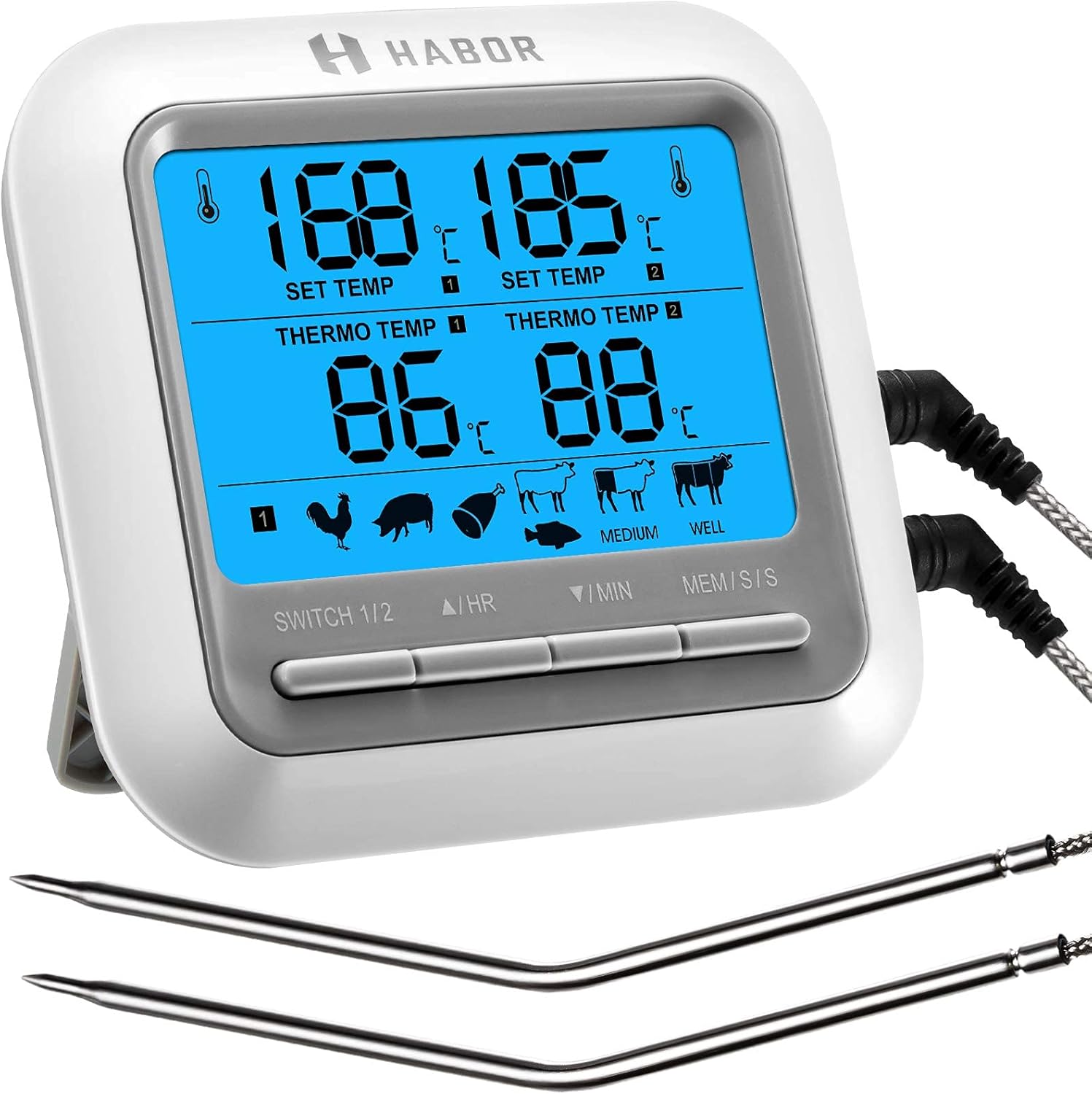 Buy Habor Digital Meat Thermomete, Dual Probe Grill Thermometer with