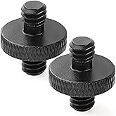 1/4" Male to 1/4" Male Threaded Tripod Screw Adapter Double Sided Standard Mounting Thread Converter for Camera Cage Mount (2 Pack)