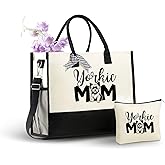 InnoBeta Yorkie Gifts Canvas Tote Bag, Yorkie Bag with Top Zipper Closure and Shoulder Strap for Birthday, Mother's Day, Christmas
