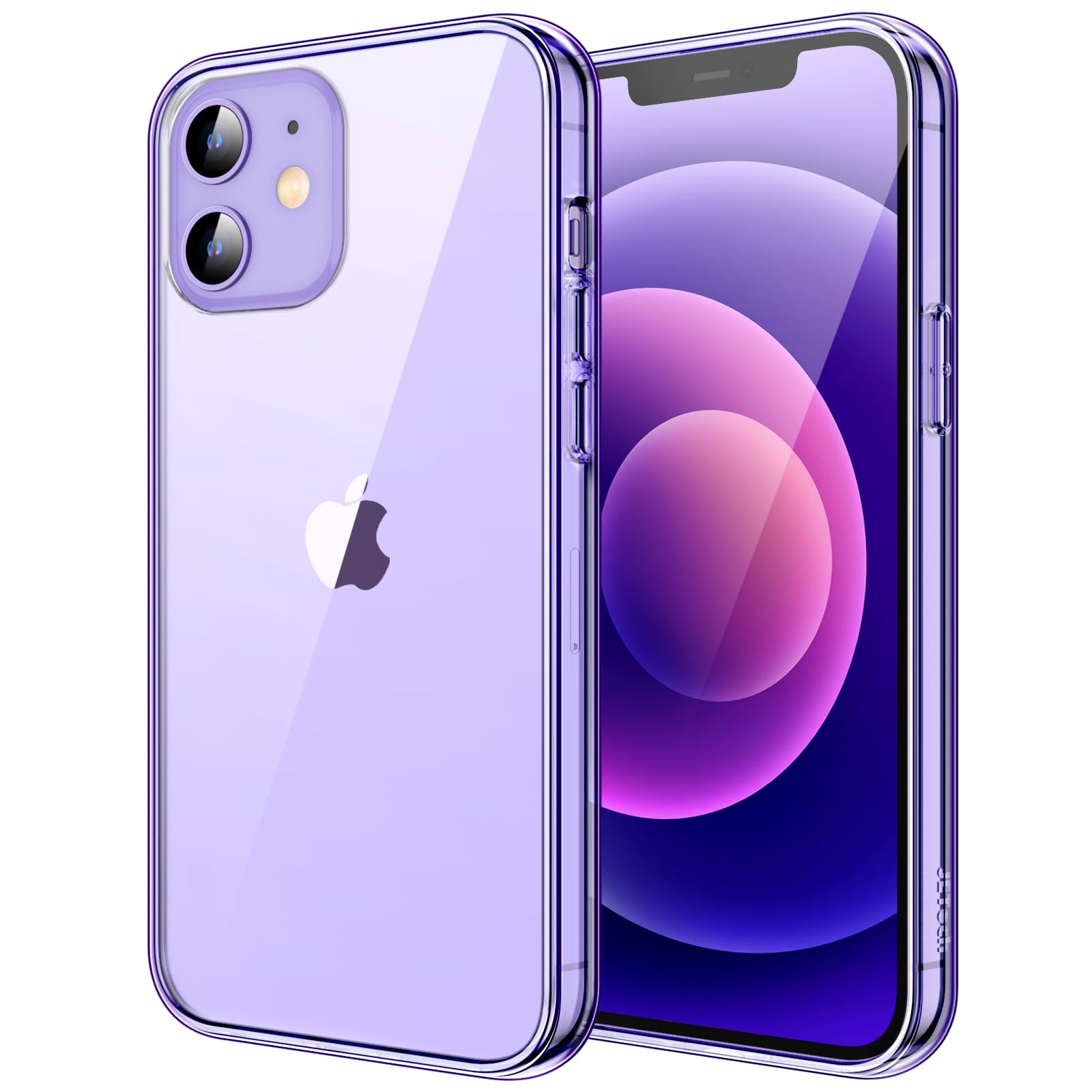 Photo 1 of JETech Case for iPhone 12/12 Pro 6.1-Inch, Non-Yellowing Shockproof Phone Bumper Cover, Anti-Scratch Clear Back (Deep Purple)