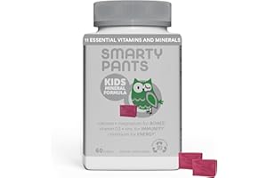 SmartyPants Kids Mineral Chews: Magnesium Citrate & Calcium Supplement with Vitamin D3, Vitamin C, K2, Zinc & Selenium for Immune Support, 60 Count (30 Day Supply)