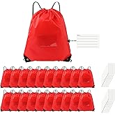 JohahaTim Drawstring Backpack Bulk 20 Packs Draw String Bags for Gym Sports Trip Pedestrianism Cinch Sack DIY for Women Men with Memo Card(red)