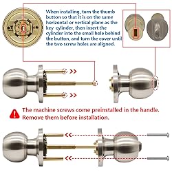 TPard 5" Backset Latch Keyed Entry Door Knob with