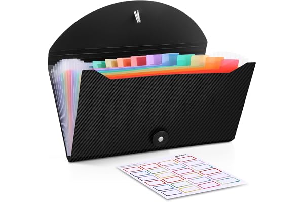 Nicecho Receipt Coupon Organizer, 13 Pockets Small Accordion File Organizer with Labels for Receipt Cards, Bill Business, Cou
