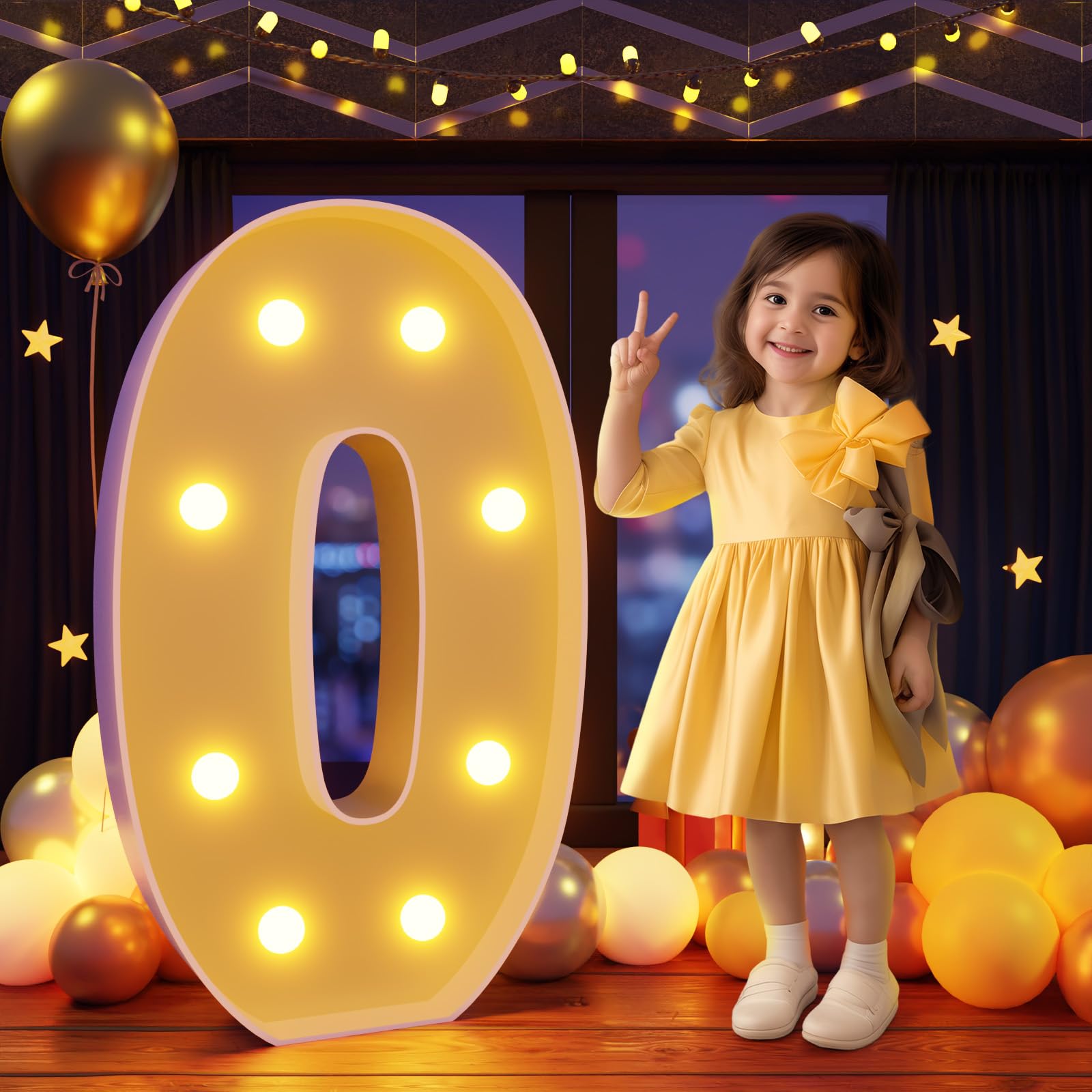 Photo 1 of imprsv 3FT Marquee Numbers, Light Up Numbers, Number 0 Balloon Frame 10th 20th 50th Birthday Decorations, Large Anniversary Party Decor 2025 Graduation Decorations