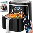 12-in-1 Smart WiFi Air Fryer 7.4 QT, Aigostar Digital XL Large Airfryer with Recipe Book, LED Touchscreen, Keep Warm & Prehea