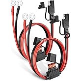Oyviny 2Pack 1.98FT SAE Battery Charger Cable with 10A Inline Fuse, 16AWG Quick Disconnect SAE to O-Ring Terminal Harness for Battery Maintainer Motorcycle Solar Panel Vehicle Trickle Charge