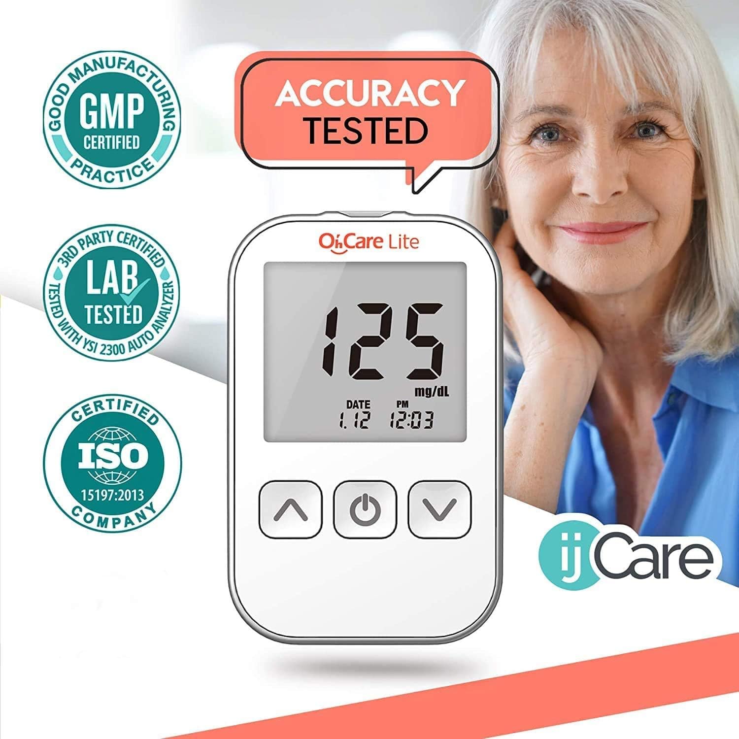 Oh’Care Lite Blood Sugar Test Kit – Blood Glucose Meter with Strips and Lancets, Lancing Device, Log, and Case - One Touch Eject Glucometer (50 Strips & 50 Lancets): Health & Personal Care