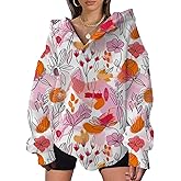 domirica Graphic Hoodies for Women Trendy Oversized Long Sleeve Hooded Sweatshirt Comfy Workout Pullover Tops