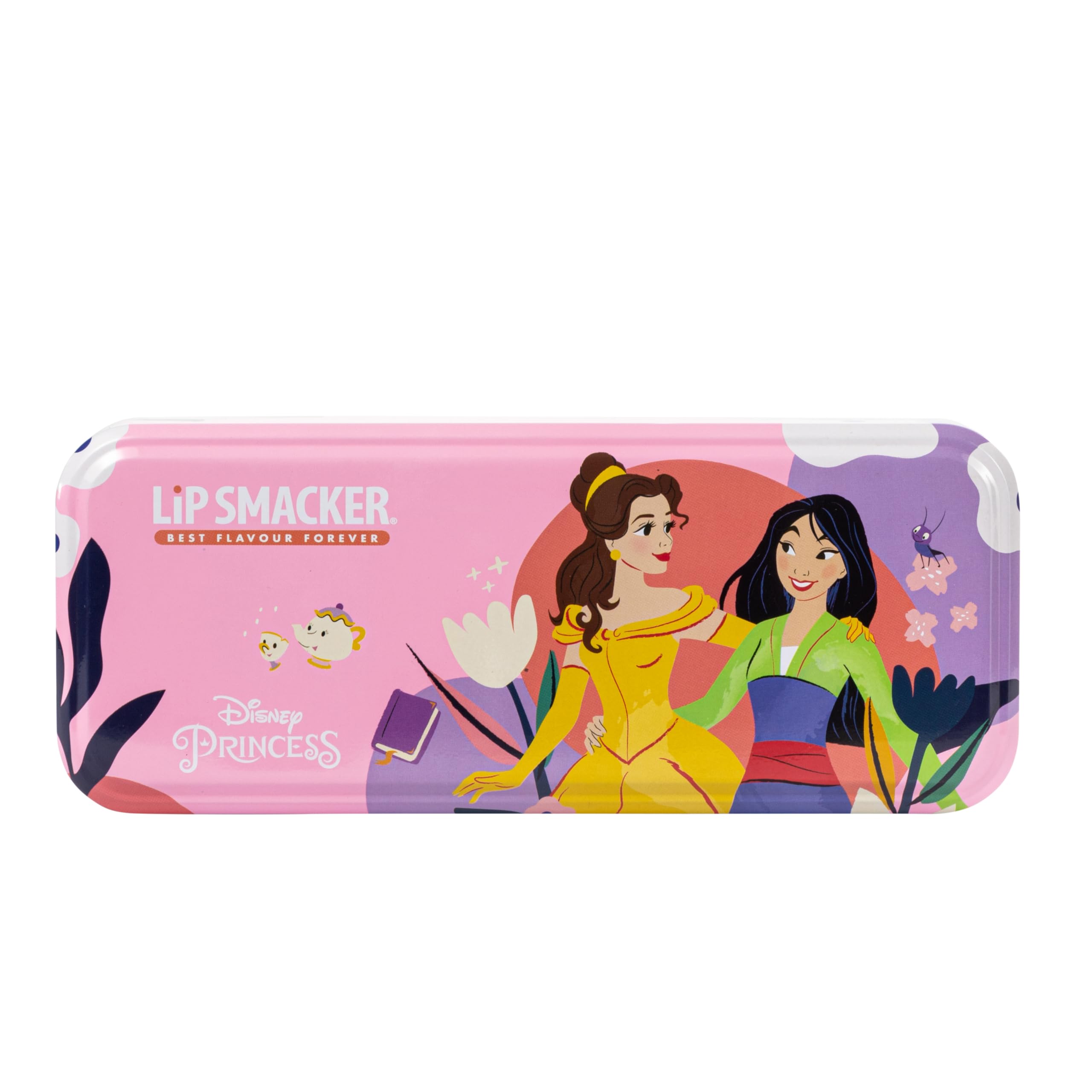 Lip Smacker Disney Princess Artisan Picnic Beauty Tin, Three-Level Kids' Makeup Set with Glossy LipGloss, Bright EyeShadows, Makeup Applicators, and Hair Accessories