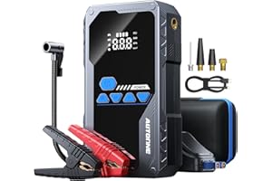AUTOONE 6000A Jump Starter with Air Compressor (All Gas/10L Diesel), 150PSI Car Jumper Starter Portable, Jump Box Tire Inflator with LED Flashlight, LCD Display, Storage Case