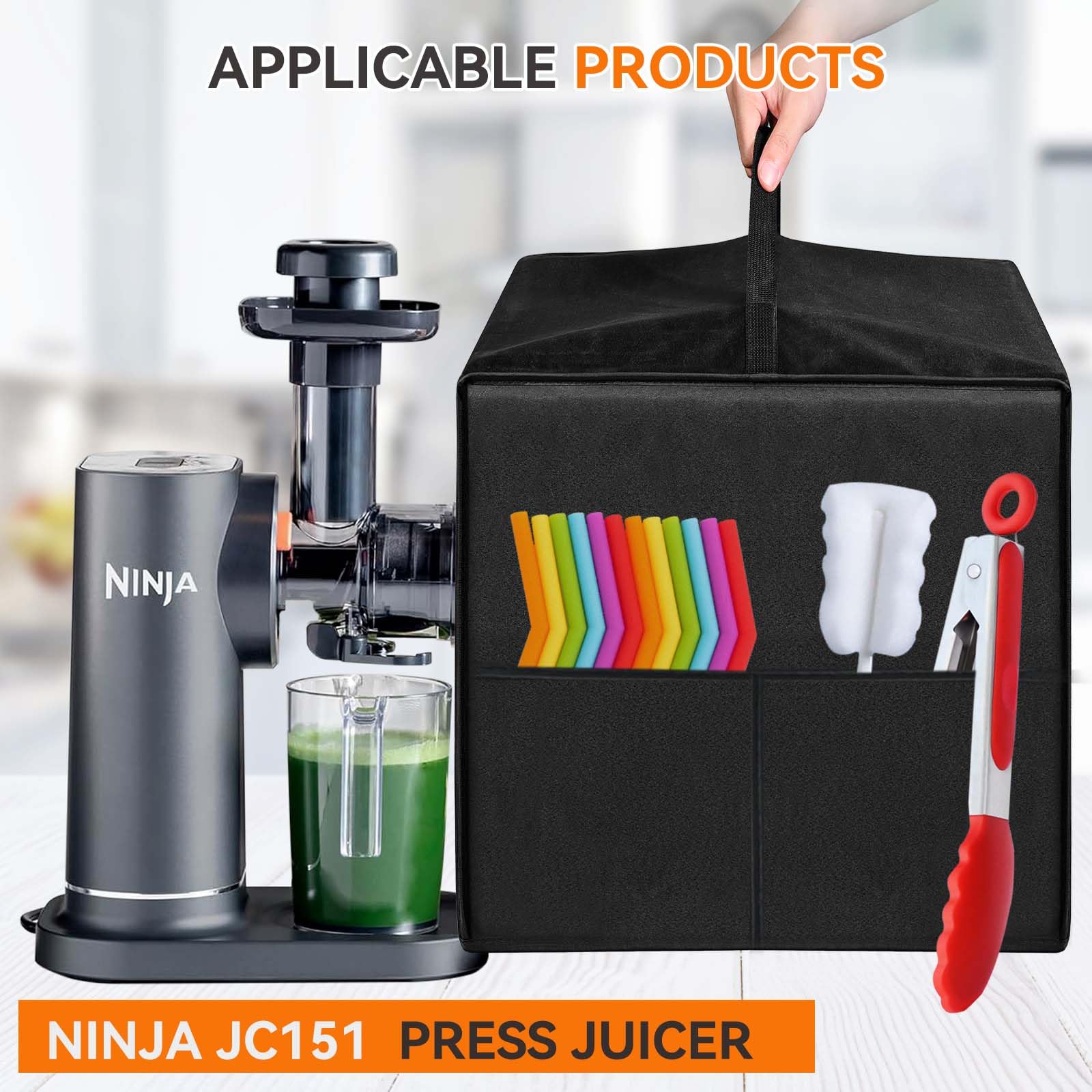 lasesasies Juicer Cover, Waterproof and Dustproof, Compatible with Ninja JC151, Black, Nylon