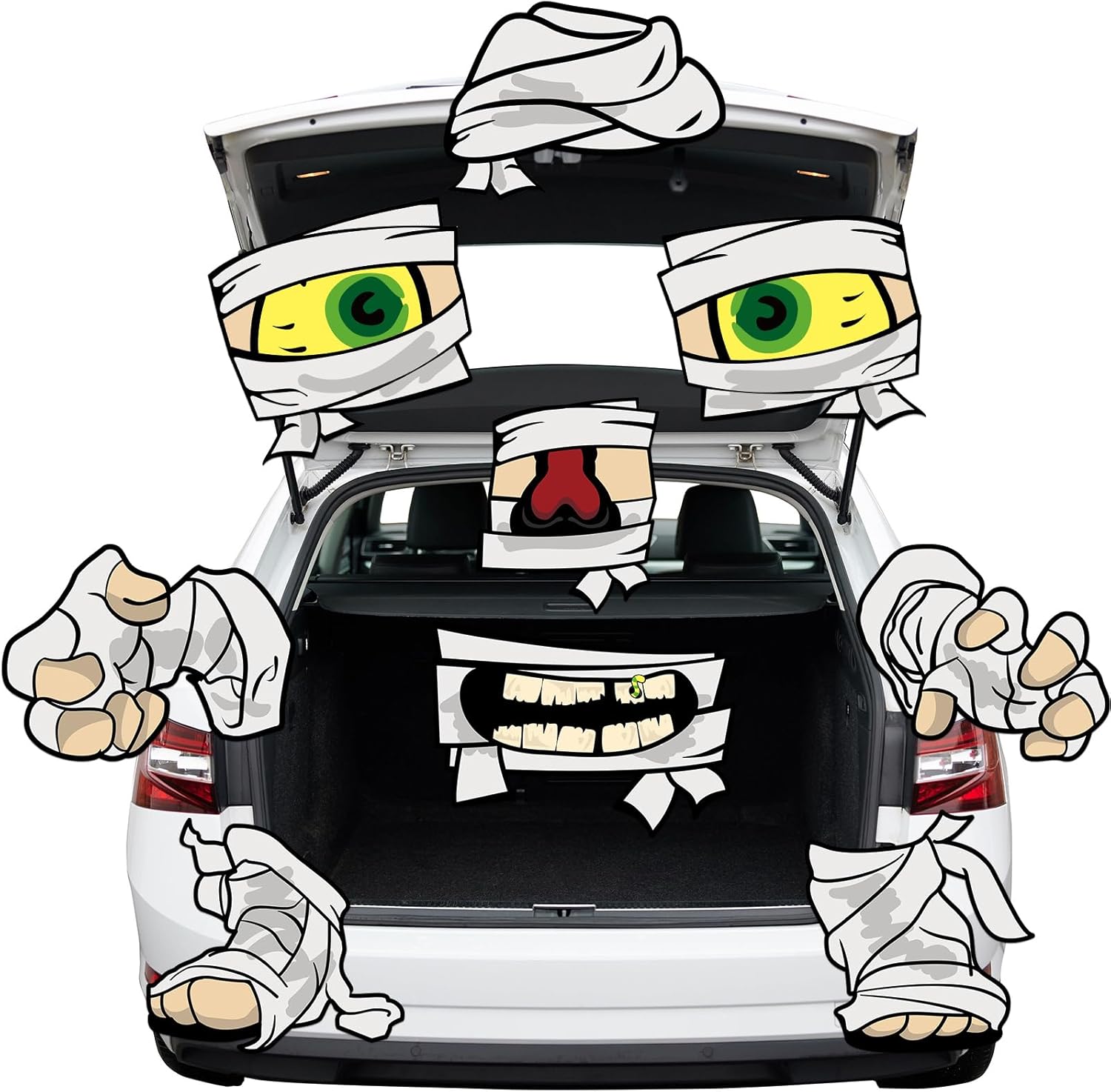 Garage Door Decorations - Halloween Trunk or Treat Car Decorations Kit Mummy Halloween Decor for Outdoor Archway Garage Door 9Pcs