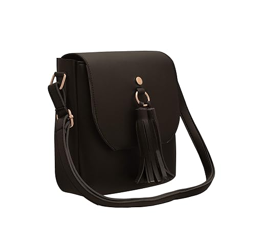 TAP FASHION Fancy Stylish PU Leather Womens Sling Bag with Adjustable Strap for Ladies and Girls (WSB-4648-35-STB, Dutch White)