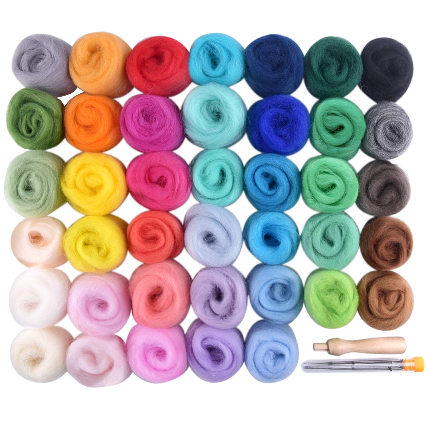 TUPARKA Felting Wool Roving Wool Felting Supplies Wool Roving Felting Basic Kit for Needle Felting Wool DIY Craft Beginners 40 Colors