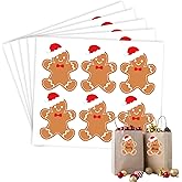 JarThenaAMCS 120Pcs Christmas Gingerbread Paper Gift Tag Sticker Gingerbread Man Present Decal Funny Cartoon Self Adhesive Label Decor for Xmas Holiday Envelope DIY Party Supplies, 4 Inch