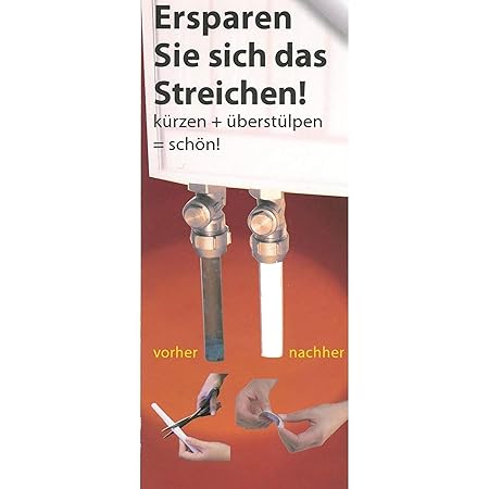 9 x Rohrverkleidung für Heizungsrohre (9 x 1200mm) Farbe: weiß- / verschönert, dekoriert und schützt Heizkörper dauerhaft-bri