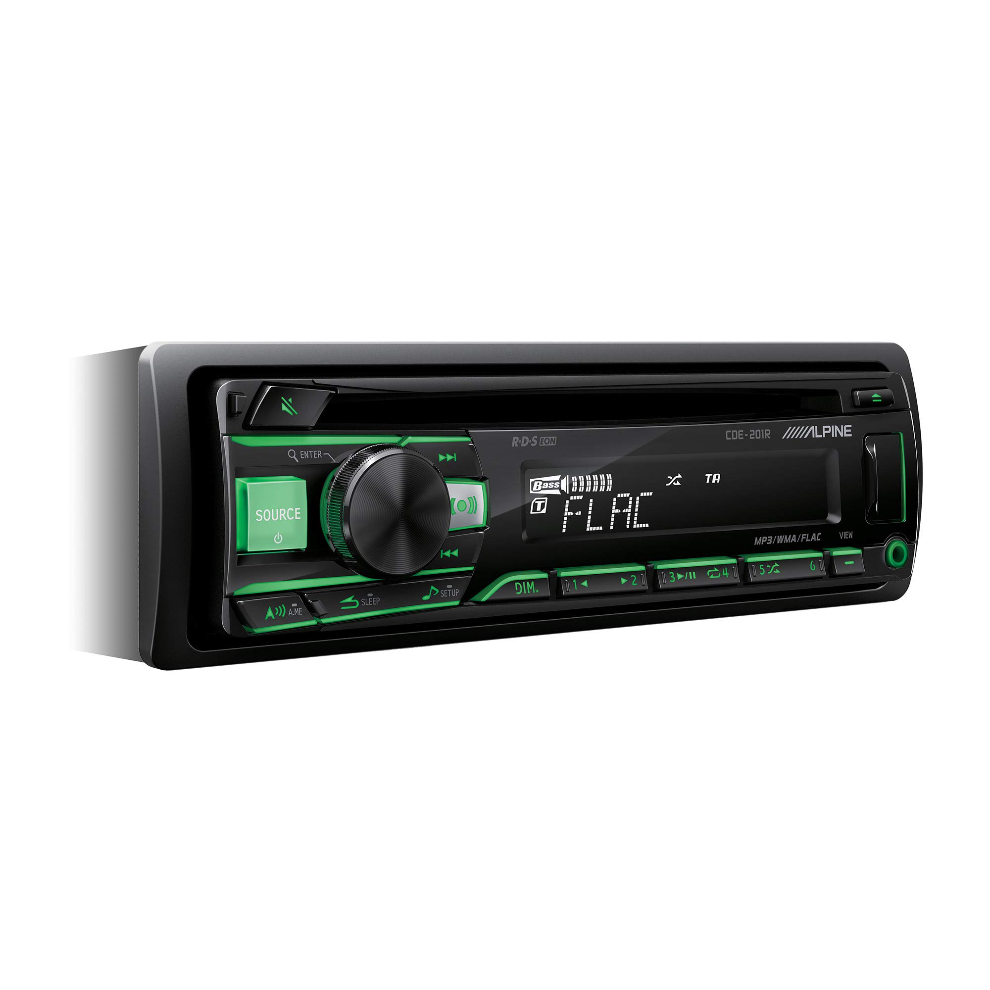 Alpine CDE-201R CD Receiver with USB Controller, Black