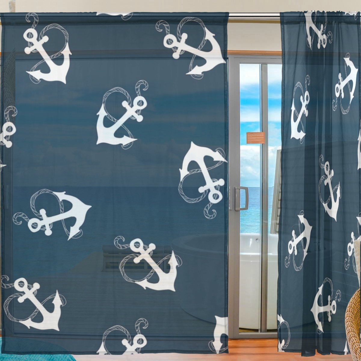 Seulife Window Sheer Curtain Nursery Decor Ocean Sea Nautical