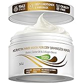 VITAMINS hair cosmetics Keratin Hair Mask - Protein Repair Keratin Treatment - Deep Conditioner for Dry, Damaged, Curly, Straight & Frizzy Hair with Biotin, Collagen & Castor Oil - 8.5 Fl Oz