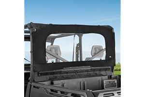 KEMIMOTO Soft Rear Windshield Compatible with Can-Am Defender HD 5/ 7/ 8/ 9/ 10 DPS XT XMR Max 2016-2024 PVC Dustproof Full Windscreen Roll Up/Down Zipper Airflow Back Window