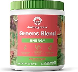 Amazing Grass Greens Blend Energy: Smoothie Mix, Super Greens Powder & Plant Based Caffeine with Matcha Green Tea & Beet Root