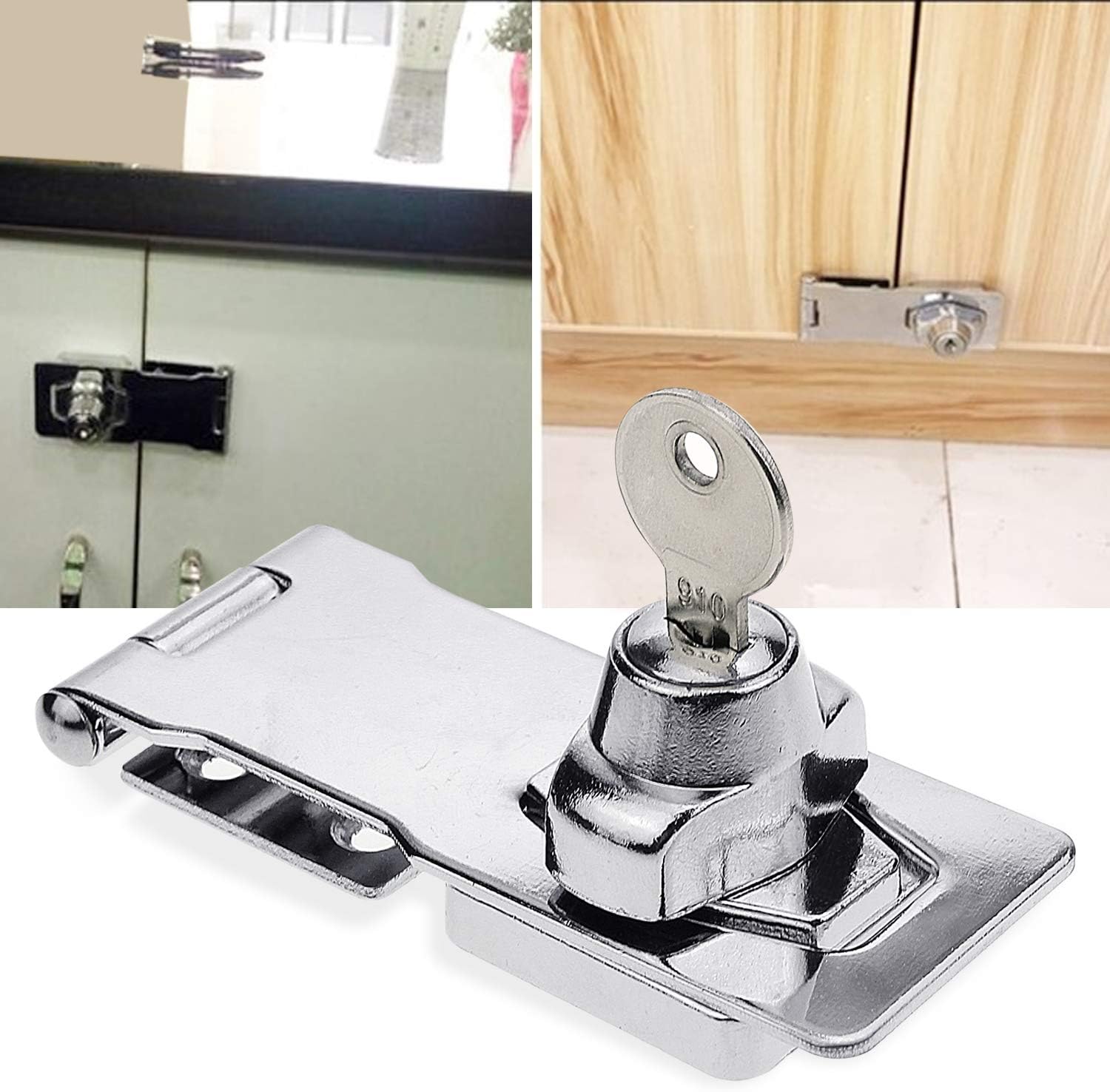HSeaMall 4Inch Keyed Hasp Lock Metal Keyed Locking Hasp with Keys for ...