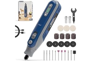 SCHTUMPA Cordless Rotary Tool, Power Rotary Tool Kit with 5000-25000RPM Adjustable Speed, with 2.0Ah Capacity and 25 Premium Accessories, Soft Grip, Pro Series, Navy Blue