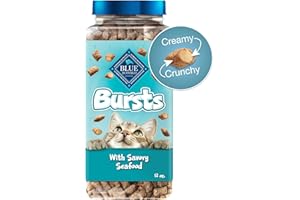 Blue Buffalo Bursts Crunchy & Creamy Cat Treats, Great for Training, Savory Seafood, 12-oz Tub