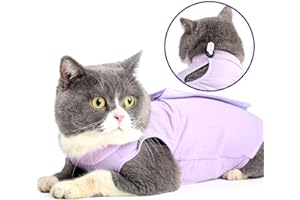 LIANZIMAU Cat Surgery Recovery Suit for Surgical Abdominal Wounds Home Indoor Pet Clothing E-Collar Alternative for Cats After Surgery Pajama Suit