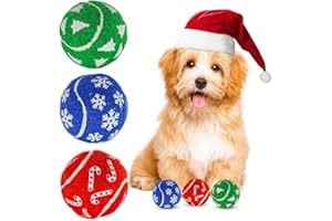 INSUM Christmas Dog Balls Toys, 3 Pack 2.5'' Squeaky Tennis Balls for Dogs | Idea Gift for Puppy Birthday & Christmas Decoration & Stocking Stuffers, Small Medium Large Breeds