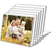 DESONAUT 6 Pack 6x4 Inchs Clear Acrylic Self Standing Photo Frames，Picture Frame Stand Perfect for Showcasing Memories Desktop Display for Home or Office Décor，Horizontal