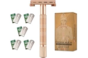 VIKINGS BLADE Safety Razor for Women + 5 Swedish Steel Blades. Quick Release Head, Double Edge. Smooth, Reusable, Recyclable (Model: Eva)
