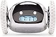 Clocky Alarm Clock on Wheels (Original) | Extra Loud for Heavy Sleeper (Adult or Kid Bed-Room Robot Clockie) Funny, Rolling, Run-Away, Moving, Jumping (Chrome)