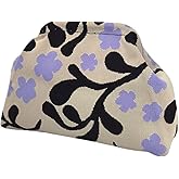 DIHKLCIO Clutch Purses for Women 2026 Summer Beach Woven Crochet Bag Dumpling Striped Ruched Cloud Purse Evening Handbag