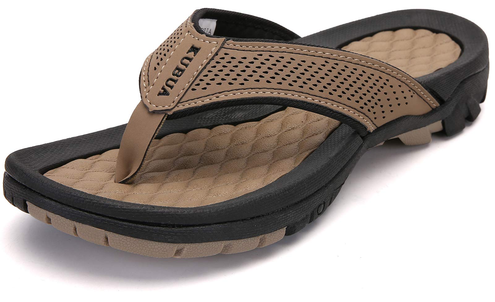 Photo 1 of KUBUA Mens Flip Flops Water Sandals Outdoor Beach Shoes Athletic Thong Sandal Slippers A Khaki Size 12