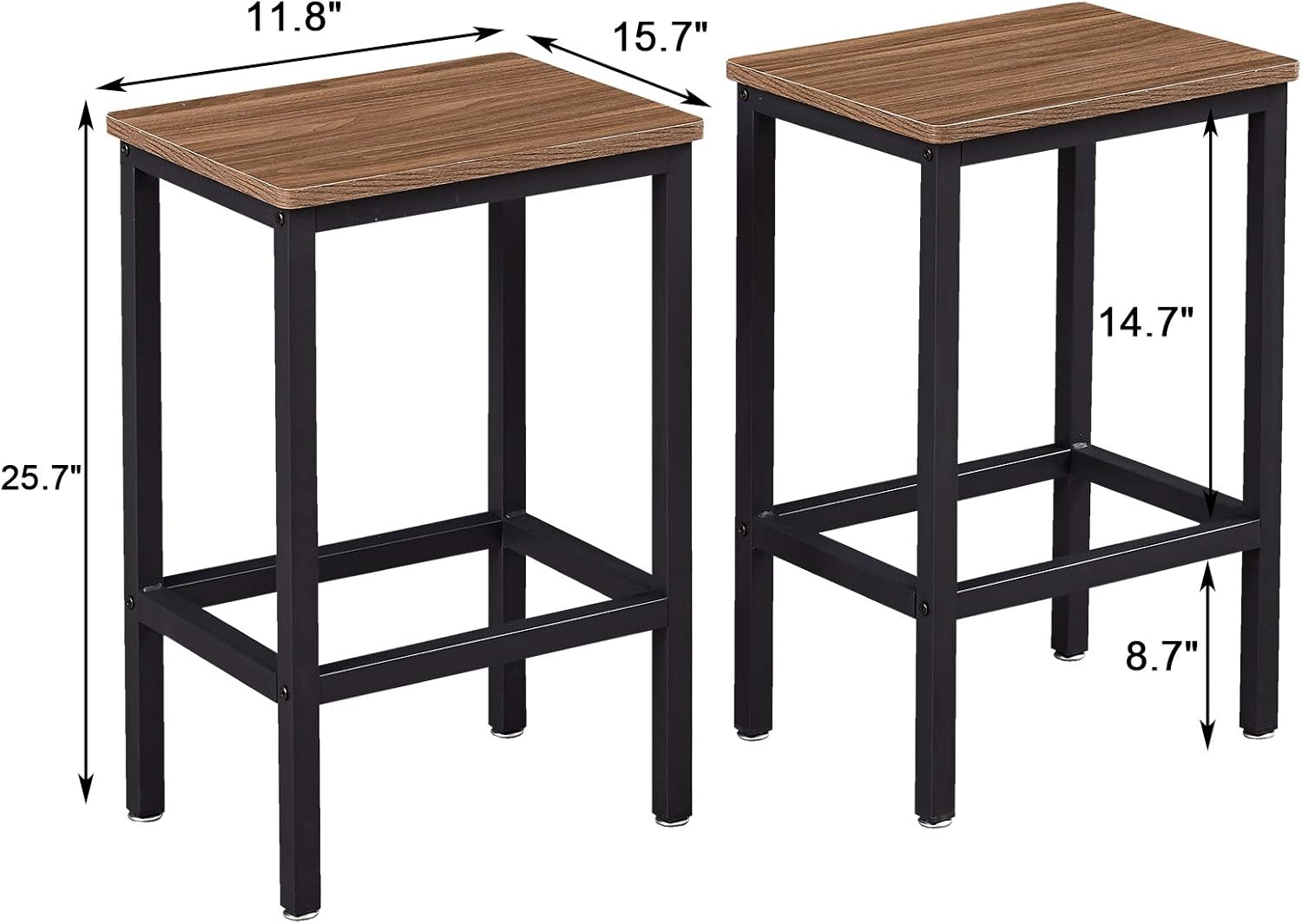 SUPERJARE Set of 2 Bar Stools, Industrial Barstools Chairs and Footrest with Steel Frame, Pub Kitchen Counter Height Bar Chairs - Brown: Kitchen & Dining