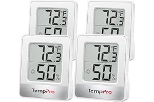 TempPro TP49 4 Pieces Digital Hygrometer Indoor Thermometer Humidity Meter Mini Hygrometer Thermometer with Temperature and Humidity Monitor Room Thermometer (Previously ThermoPro)